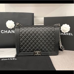 Chanel Boy Bag, Black Caviar Leather